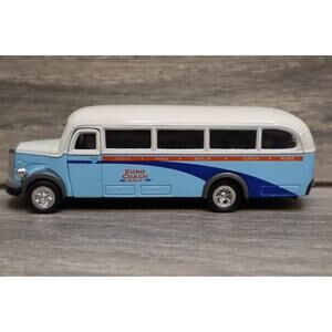 SS Euro Coach Service Bus Transportation Vehicle Toy Pullback Blue White #6852